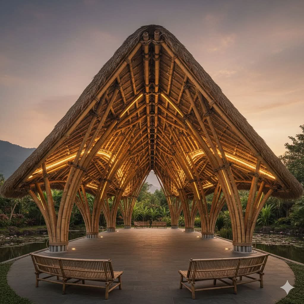 Bamboo hut bedroom interior